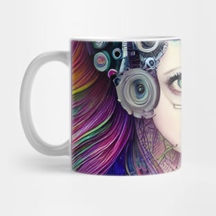 Rainbow Haired Cyber Girl Mug